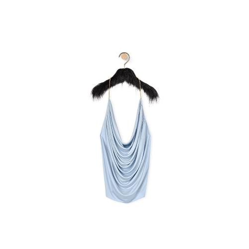  LOEWE羅意威 22年秋冬 女士 短袖襯衫 Chain draped top in silk S540Y07XA9-5265