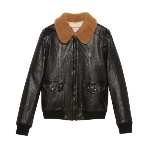  GUCCI古馳 22年秋冬 男士 環(huán)保毛羊皮皮革夾克 649989 XNANA 1043