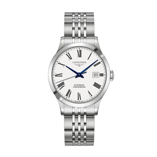 LONGINES/浪琴 開創(chuàng)者系列 自動機(jī)械鋼鏈白色啞光表盤男表38.5毫米L2.820.4.11.6