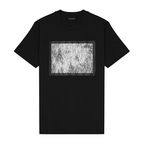 Emporio Armani 男士 黑色 字母圖片胸前印花T恤  6H1TG3-1JDXZ-0999