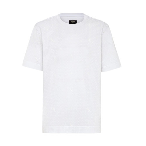 FENDI/芬迪 22年早春新款 男士白色純棉3D效果微印短袖T恤FY0936AH0JF0QA0