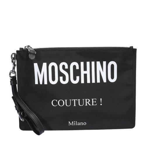 MOSCHINO/莫斯奇諾  男包 品牌字母LOGO 男士黑色尼龍時(shí)尚拉鏈?zhǔn)帜冒?A840482012555