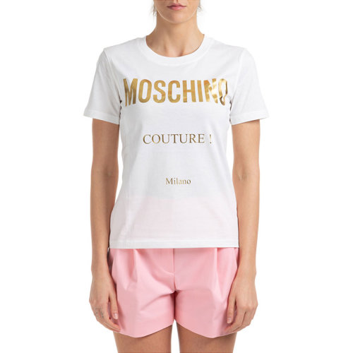 MOSCHINO/莫斯奇諾  女裝 時(shí)尚百搭 品牌字母LOGO 圓領(lǐng) 女士白色棉質(zhì)短袖T恤 A071955401002  HKY015C