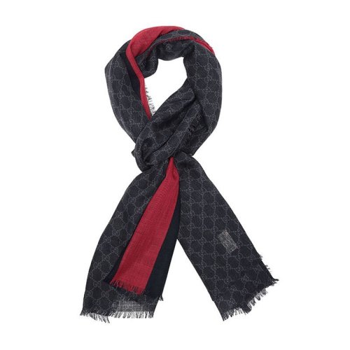 GUCCI/古馳  中性黑紅拼色圍巾 497915 4G200 1074 HQY012345C