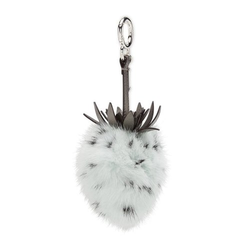 FENDI/芬迪 POM-POM系列 女士毛皮草莓造型牛皮時尚掛飾鑰匙扣掛件 7AR677-A3D1