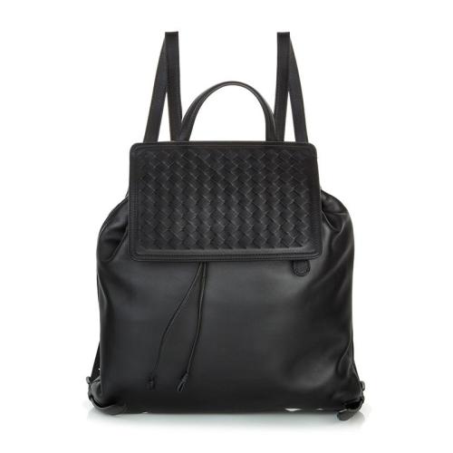 Bottega Veneta/葆蝶家 女士黑色羊皮雙肩包407093V005Z1000