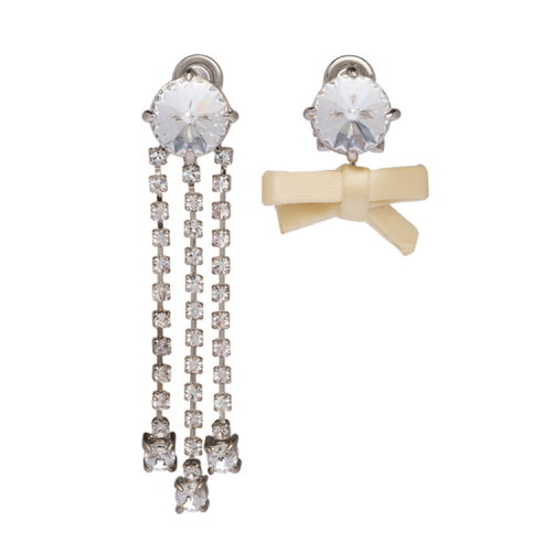 MiuMiu/繆繆 仿水晶和蝴蝶結(jié)裝飾耳夾 5JO503_2B8J_F0061