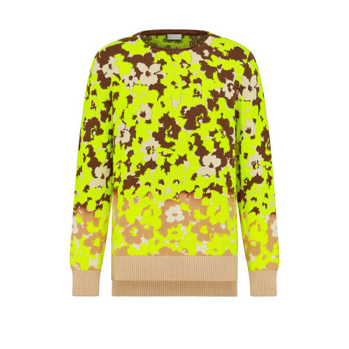 DIOR/迪奧 22年早春新款 男士黃色/多色棉質(zhì)混紡科技面料花卉提花圖案針織衫毛衣283M652AT254_C182