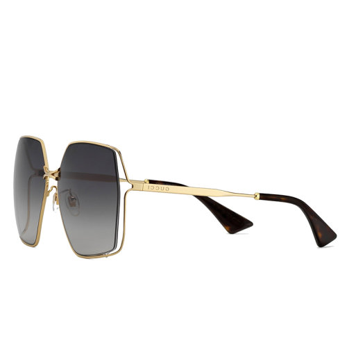 GUCCI/古馳 女士灰色橢圓形金屬太陽鏡 642994I33308012