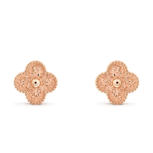 Van Cleef & Arpels/梵克雅寶 經(jīng)典Vintage Alhambra系列 18K金玫瑰金幸運(yùn)四葉草耳釘VCARN9T400