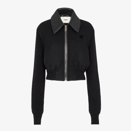  FENDI芬迪 22年春夏 女士 夾克 黑色羊毛飛行員夾克 FJ7224AJ0KF0GME