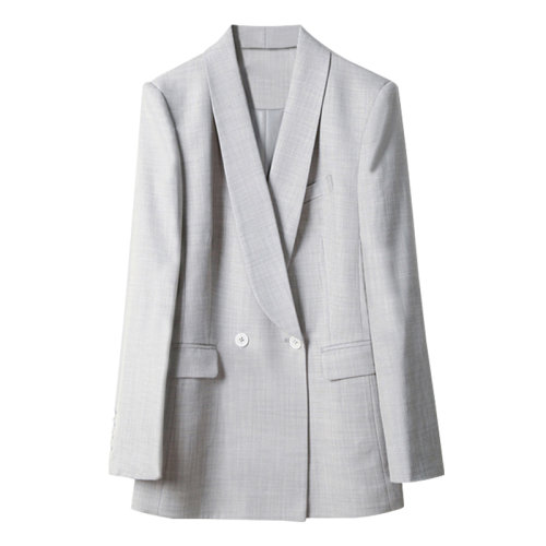GeleiStory/GeleiStory 春夏新品 羊毛精紡西裝外套氣質(zhì)冰川白職業(yè)修身青果領(lǐng)西服套裝女裝＞女士西裝＞女士西服套裝