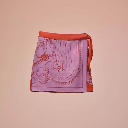  HERMES愛(ài)馬仕 22年秋冬 女士 半身裙 Mini-jupe portefeuille imprime ??Grand Tralala Cut