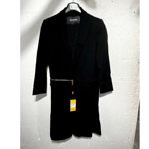 Dsquared2/D二次方 黑色女士長款大衣