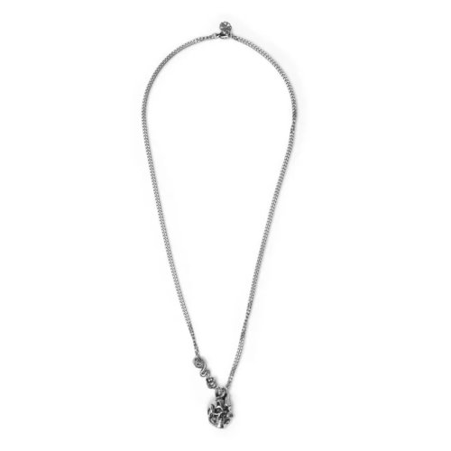 Alexander McQueen/亞歷山大麥昆 男士 銀色金屬骷髏頭時尚吊墜項(xiàng)鏈 628083J160Y0446