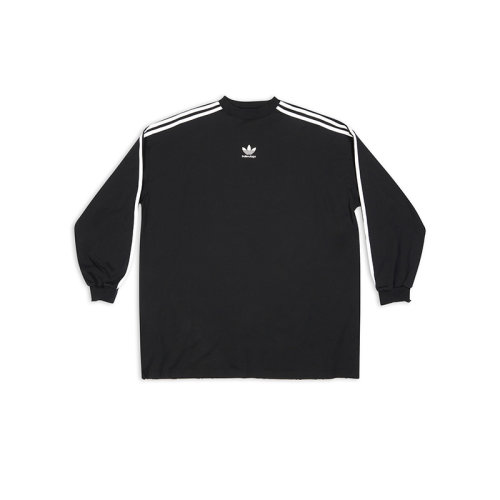 Balenciaga/巴黎世家 22年秋冬新款 ADIDAS聯(lián)名系列 男女同款黑色純棉Logo標記長袖T恤728789TNVA68482