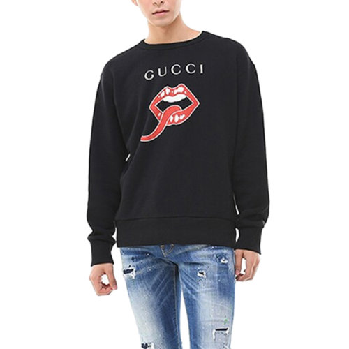 GUCCI/古馳 男裝 服飾 黑色經(jīng)典logo印花 圓領(lǐng)衛(wèi)衣 男衛(wèi)衣