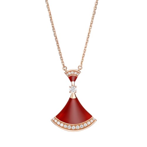 BVLGARI/寶格麗 DIVAS'DREAM 18K金玫瑰金鑲紅玉髓與鉆石項鏈 356437
