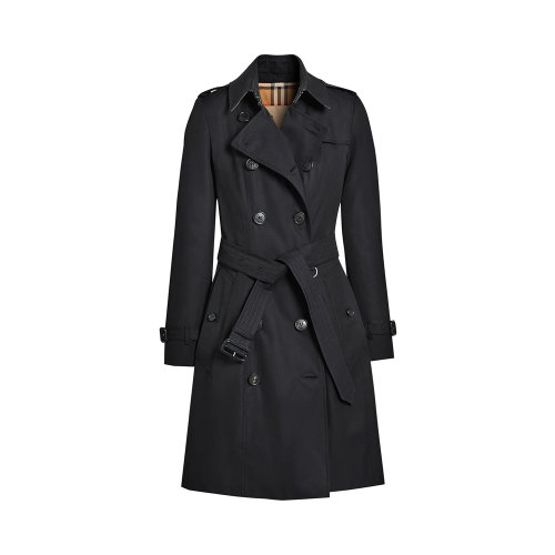 BURBERRY/博柏利 女士深藍(lán)色棉質(zhì)雙排扣風(fēng)衣 8045777