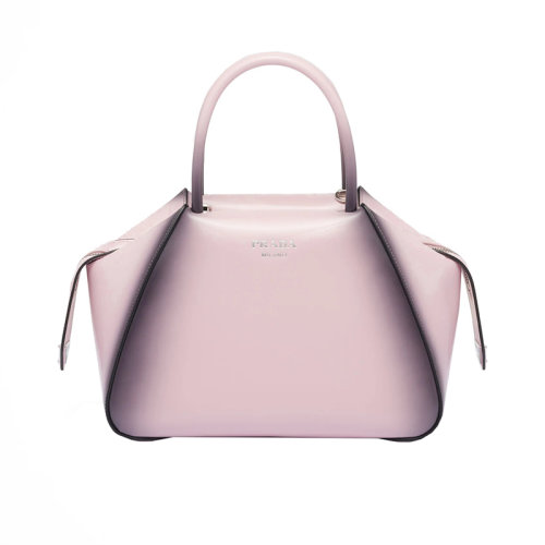 PRADA/普拉達 22新款 小號女士石膏粉色皮革琺瑯金屬拉絨效果可斜挎手提包1BA366_ZO6_F03AJ_V_OSO