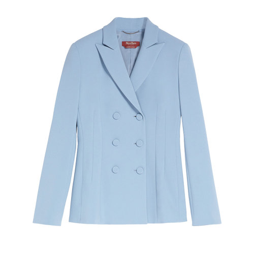 MaxMara/麥絲瑪拉 22年早春新款 DANZICA系列 女士天藍(lán)色彈力粘膠混紡卡迪面料西裝外套夾克6041022406002