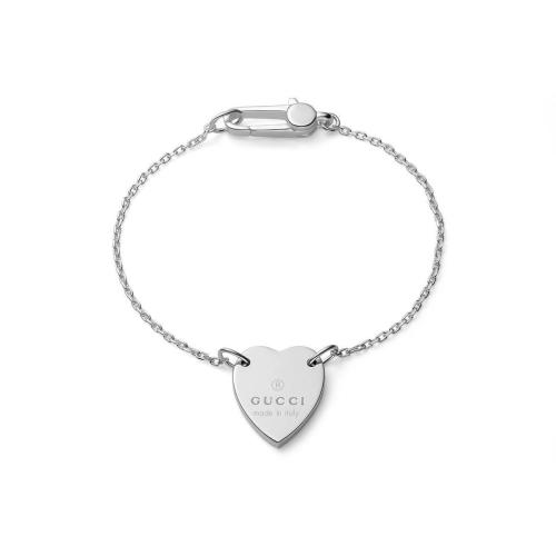  GUCCI古馳 22年秋冬 女士 配以Gucci標識鐫刻心形吊墜 手鏈 223513 J8400 8106