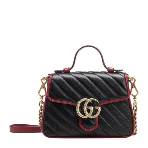 GUCCI/古馳   GG Marmont系列 女士黑色迷你單肩包斜挎包手提包