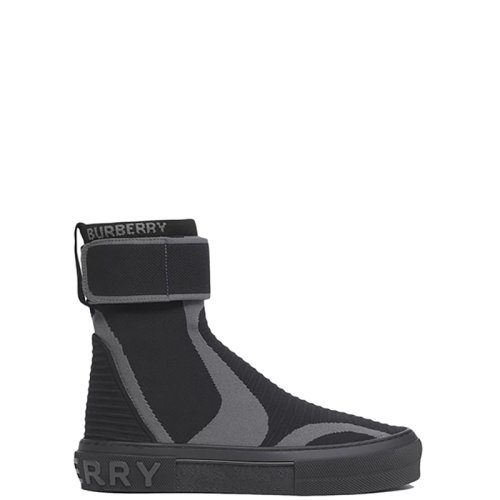 BURBERRY/博柏利 22年春夏新款 女士黑色針織彈性尼龍面料條紋裝飾高幫運(yùn)動(dòng)鞋80534851