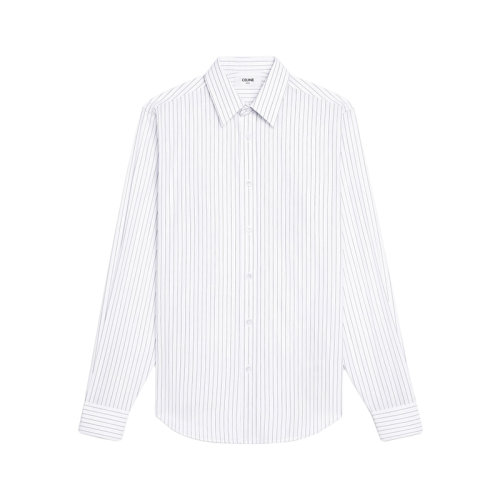 CELINE/賽琳 22年春夏新款 男士白色/黑色純棉條紋經(jīng)典襯衫2C028040Q.01XN