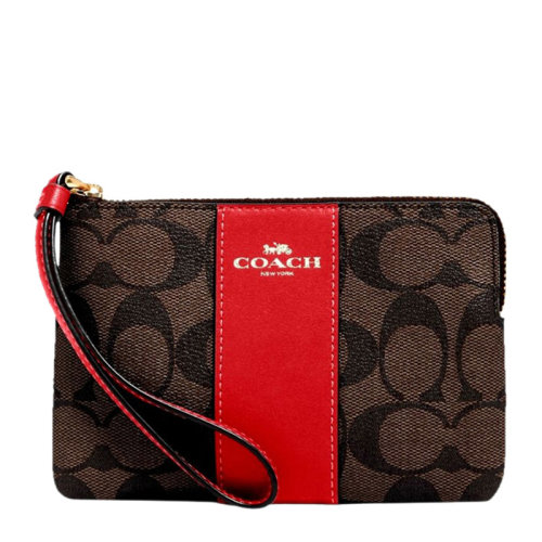 COACH/蔻馳 女士PCV配皮拼色經(jīng)典C紋印花手拿包手包錢包女包 多色可選