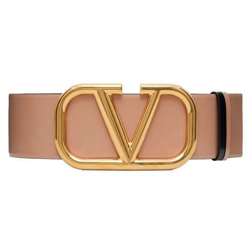 Valentino/華倫天奴 女士棕色閃亮小牛皮標志性VLOGO腰帶 70毫米ZW2T0S10ZFRLC8