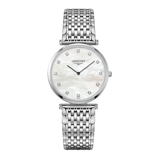 LONGINES/浪琴 嘉嵐系列 石英表白珍珠貝母鑲鉆表盤(pán)鋼鏈男表33毫米L4.709.4.88.6L4.709.4.88.6