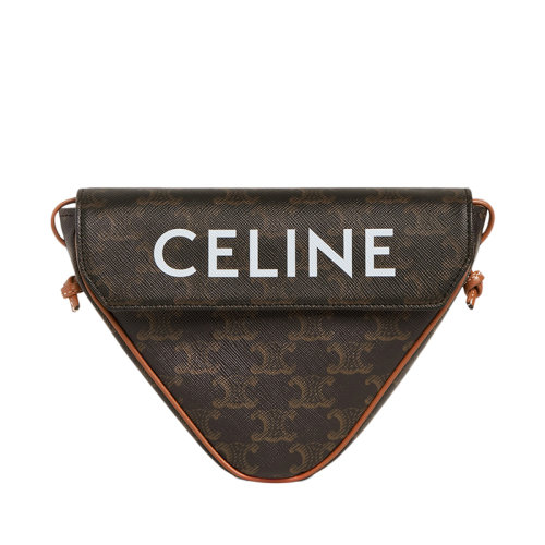 CELINE/賽琳  男士三角形凱旋門(mén)帆布經(jīng)典老花翻蓋單肩斜挎包195902BZK.04LI