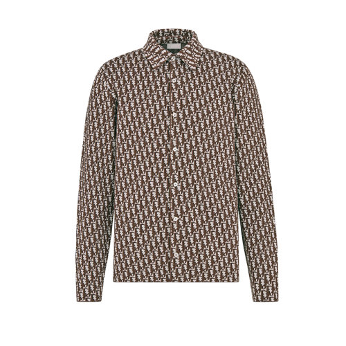 DIOR/迪奧 22年早春新款 男士棕色/白色純棉質(zhì)面料老花印花外套襯衫023M550AT099_C087