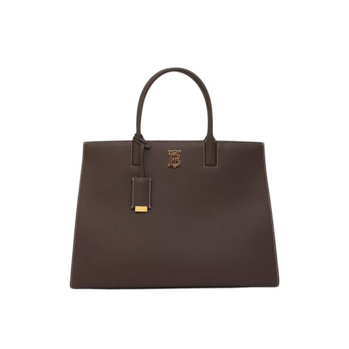 BURBERRY/博柏利 22新款 Frances系列 女士中號土棕色粒面皮革拆卸吊飾皮革提手磁扣開合拆卸調(diào)節(jié)肩帶單肩斜挎手提包80506061