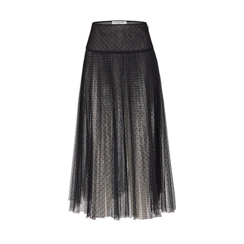 DIOR/迪奧  新款女士黑色薄紗半身百褶裙