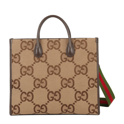 GUCCI/古馳 Aria系列 男士老花帆布棕色皮革包邊閃亮金色調(diào)配件大號手提單肩斜跨托特包678839UKMDG2570