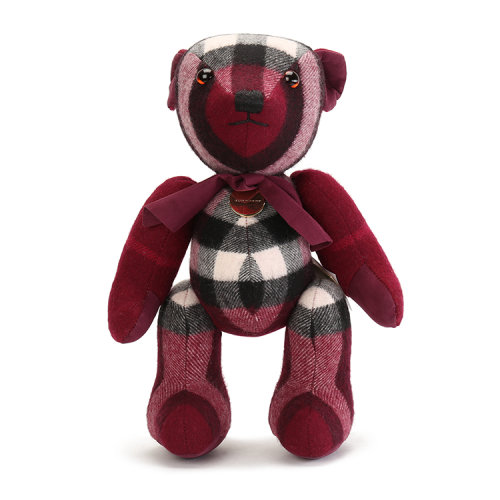 BURBERRY/博柏利 女士紫色格紋羊毛面料小熊公仔掛飾掛件 4000064
