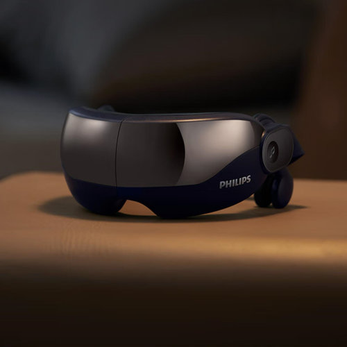 Philips/飛利浦 眼部按摩儀 遮光眼罩護眼儀 眼部按摩器生日禮物 新一代骨傳導(dǎo)音樂眼睛按摩器7102E深藍色