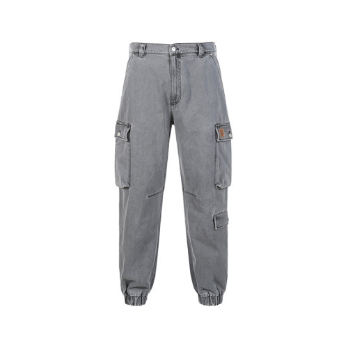 KENZO/高田賢三【22春夏新款】男士棉質(zhì)工裝褲牛仔收腳褲 5DP534 2FD