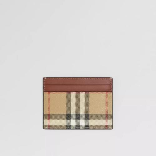  BURBERRY 22年秋冬 女士 Vintage 格紋拼皮革卡片夾 80580121