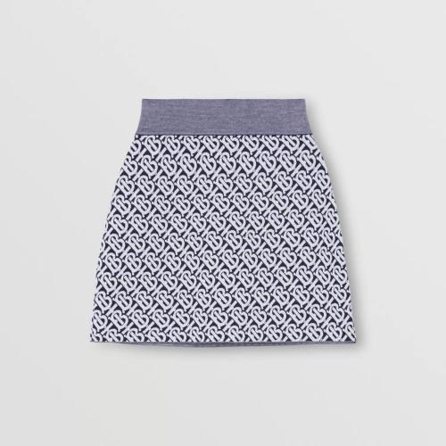  BURBERRY 22年秋冬 女士 專屬標識提花羊毛混紡迷你半裙 80584041