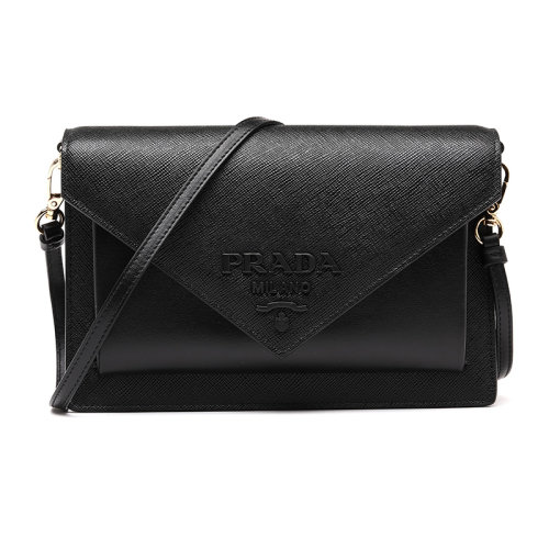 PRADA/普拉達(dá)徽標(biāo)牛皮革女士單肩包斜挎包1BP0202EE