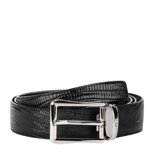 MontBlanc/萬(wàn)寶龍 男士黑色針扣式牛皮腰帶皮帶 118423