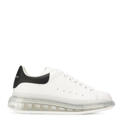 Alexander McQueen/亞歷山大麥昆 女士白色皮革闊型運(yùn)動(dòng)鞋休閑鞋低幫板鞋小白鞋厚底增高女鞋 611698-WHX98-9061