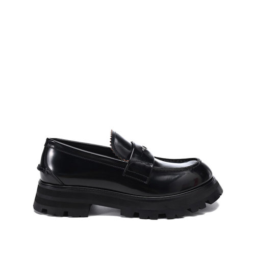 Alexander McQueen/亞歷山大麥昆【22春夏新款】男士皮革徽標(biāo)裝飾厚底樂福鞋皮鞋 683571 WHZ85