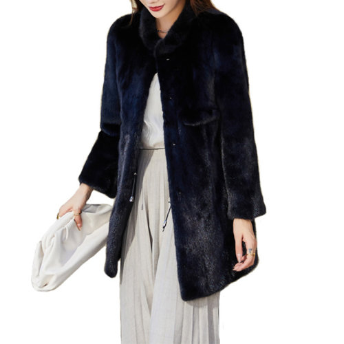 GeleiStory/GeleiStory新款貂皮大衣女韓版修身中長款立領整貂水貂皮草外套裘皮女士外套 女士皮草