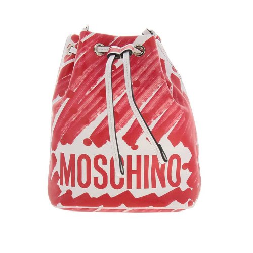 MOSCHINO/莫斯奇諾  春夏 水桶包 女性 涂鴉 LOGO 紅色 單肩包 8435 8001 2115