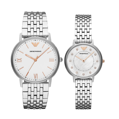 Emporio Armani/安普里奧阿瑪尼  阿瑪尼情侶對(duì)表經(jīng)典鋼制表帶石英手表AR80014