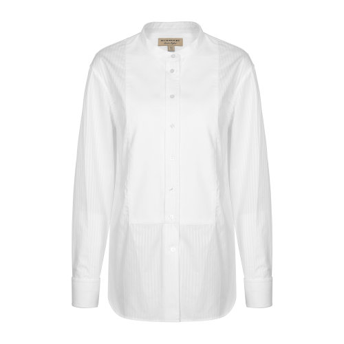 BURBERRY/博柏利 純棉白色立領(lǐng)女士長袖襯衫 長袖T恤 上裝 瑕疵特賣（陳列痕跡，不影響使用） 博柏利t恤
